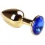 Анальная пробка с синим кристаллом SWAROVSKI Gold Sapphire Small, золотая