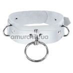Ошейник Feral Feelings D-Rings Leather, белый - Фото №1