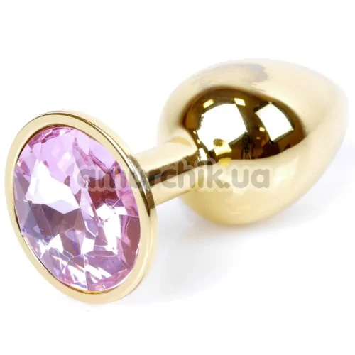 Анальная пробка со светло-розовым кристаллом Exclusivity Jewellery Gold Plug, золотая - Фото №1