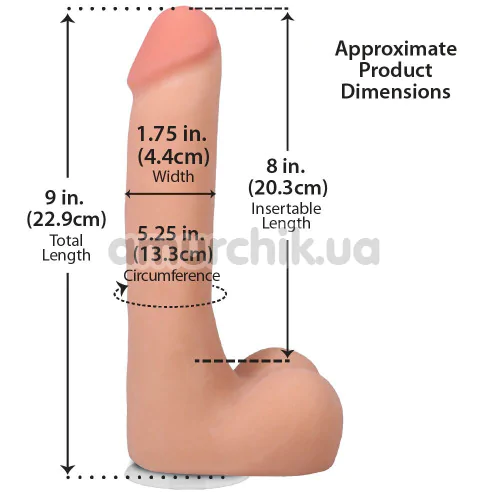 Фаллоимитатор Doc Johnson The Realistic Cock With Balls 9, телесный