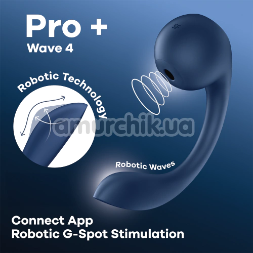 Вібратор для точки G Satisfyer Pro+ Wave 4, синій
