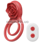 Віброкільце для члена Rose Cock Ring, червоне - Фото №1