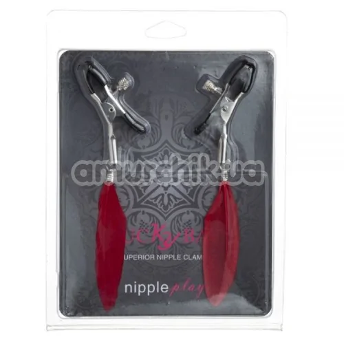 Зажимы для сосков с перышками Lucky Bay Nipple Play Superior Nipple Clamps, красные
