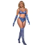 Комплект Star Night Mesh Printed Sexy Bra Set, синий: бюстгальтер + трусики-стринги + пояс для чулок + чулки + перчатки - Фото №1
