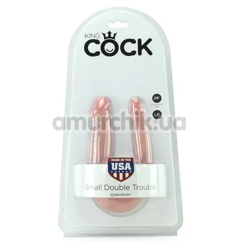 Подвійний фалоімітатор King Cock Double Trouble Small, тілесний