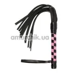 Батіг VIP Leather Flogger, рожево-чорний - Фото №1