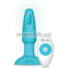 Анальна пробка з вібрацією та ротацією B-Vibe Rimming Plug 2, бірюзова - Фото №1