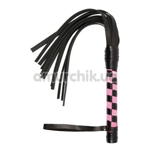 Батіг VIP Leather Flogger, рожево-чорний