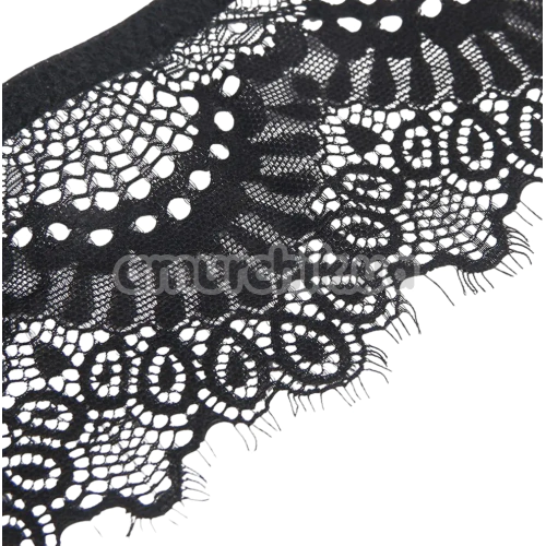 Комплект Star Night Lace Garter Belt Mesh, чорний: пояс для панчіх + трусики-стрінги