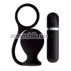 Анальная пробка с эрекционным кольцом с вибрацией Menzstuff Ass Cork Wide, 7.5 см черная - Фото №1