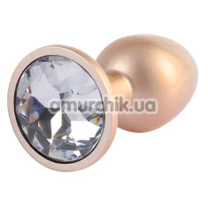 Анальна пробка з прозорим кристалом Matrix Mont Candy Rose Gold Gem Metal Plug S, золота - Фото №1