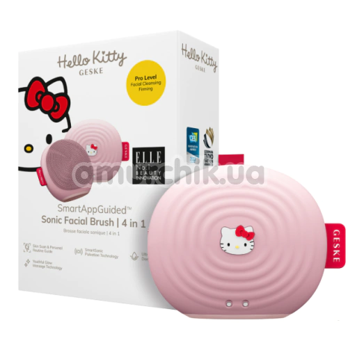 Ультразвуковая щетка для лица Geske Sonic Facial Brush 4 in 1 - Hello Kitty, светло-розовая