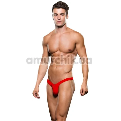 Трусы-стринги мужские Microfiber Zip Up Low-Rise Thong, красные - Фото №1