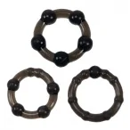 Набір з 3 ерекційних кілець Linx Easy Squeeze Cock Ring Set, чорний - Фото №1