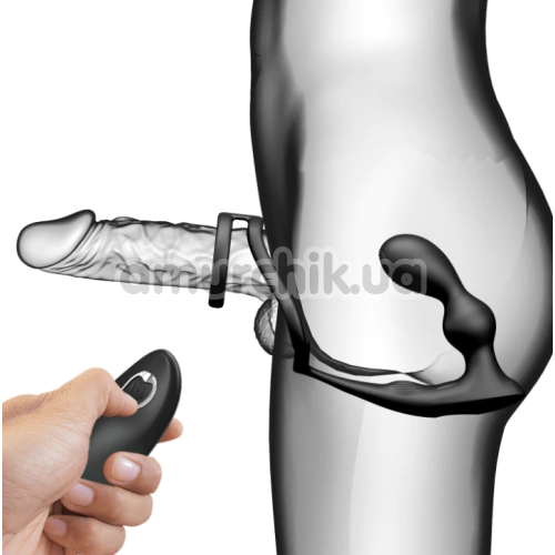 Вибростимулятор простаты с эрекционным кольцом MR Play Remote Control Vibrating Prostate Massager, черный
