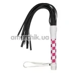 Батіг S & M Leather Flogger, біло-рожевий - Фото №1