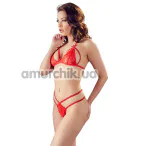 Комплект Cottelli Lingerie Lace Set червоний: бюстгальтер + трусики-стрінги - Фото №1