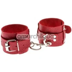 Фіксатори для рук Leather Dominant Hand Cuffs, червоні - Фото №1