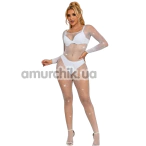 Комбинезон Star Night Rhinestones Net Bodystocking, белый - Фото №1