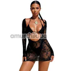 Сукня Star Night Longsleeve Open Front Mini Dress, чорна - Фото №1
