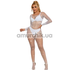 Комбинезон Star Night Rhinestones Net Bodystocking, белый - Фото №1