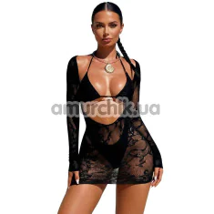 Сукня Star Night Longsleeve Open Front Mini Dress, чорна - Фото №1