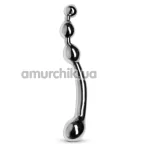 Двокінцевий фалоімітатор Unbendable Multi-Stim Pleasure Wand Metal Anal, срібний - Фото №1
