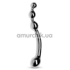Двокінцевий фалоімітатор Unbendable Multi-Stim Pleasure Wand Metal Anal, срібний - Фото №1