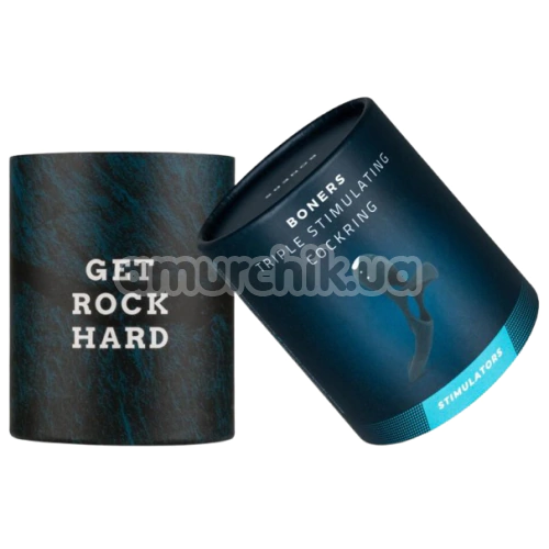 Віброкільце для члена Boners Triple Stimulating Cockring, синє