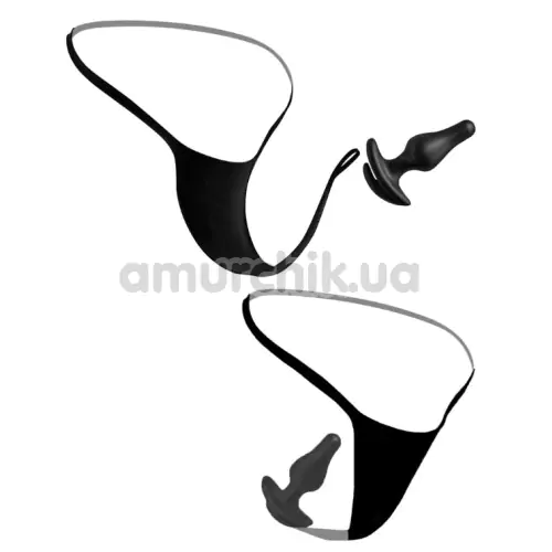 Трусики с анальной пробкой с вибрацией HookUp Panties Remote Bowtie Bikini, черные