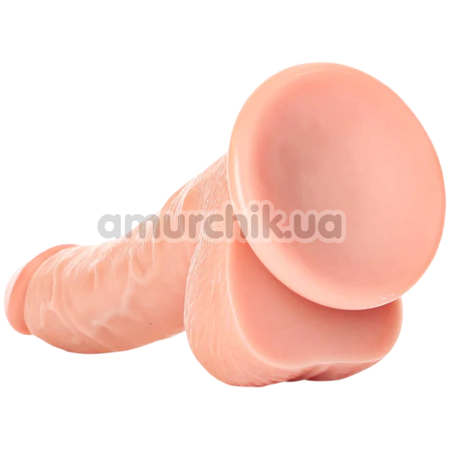 Фаллоимитатор Realrock Curved Dildo With Balls 7, телесный