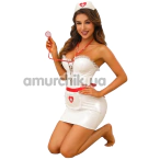 Костюм медсестри JSY Sexy Lingerie 8303, біло-червоний: сукня + фартух + головний убір + стетоскоп - Фото №1