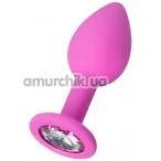 Анальная пробка с прозрачным кристаллом ToDo Anal Plug Brilliant M, розовая - Фото №1