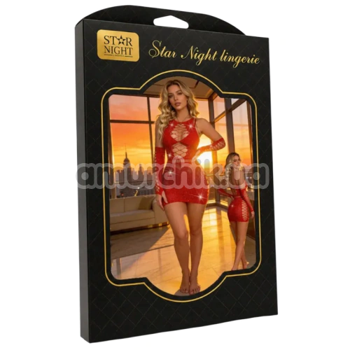 Платье Star Night Secret Garden Rhinestone Mini Dress, красное