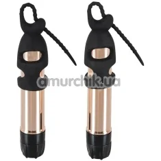 Затискачі для сосків із вібрацією Bad Kitty Silicone Nipple Clamps з підвіскою, чорні - Фото №1