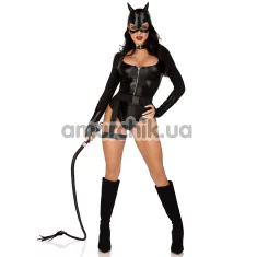 Костюм кішечки Leg Avenue Fierce Feline, чорний: боді + маска + пояс з гартером - Фото №1