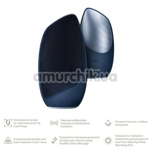 Ультразвукова щітка для обличчя Geske Sonic Thermo Facial Brush 6 in 1, синя