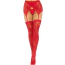 Комплект Leg Avenue Lace Thigh Highs & Garterbelt, красный: чулки + пояс - Фото №1
