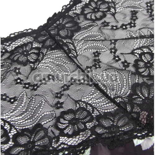 Комплект Star Night Floral Mesh Set, черный: пеньюар + трусики-стринги