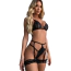 Комплект Star Night Bra Garter Belt, черный: бюстгальтер + трусики с гартерами - Фото №2
