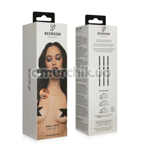 Набор кляпов Bedroom Fantasies Set Of 3 Ball Gags, черный