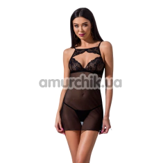 Комплект Passion Free Your Senses Veronique Chemise, черный: пеньюар + трусики-стринги - Фото №1