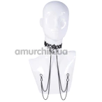 Чокер с украшениями для сосков Sex & Mischief Lace Collar With Nipple Ties, черный - Фото №1