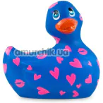 Клиторальный вибратор I Rub My Duckie Romance с сердечками и поцелуями, синий - Фото №1