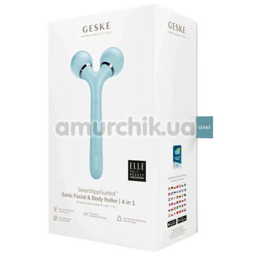 Ультразвуковий масажер Geske Sonic Facial & Body Roller 4 in 1, бірюзовий