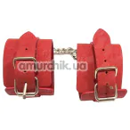 Фиксаторы для рук DS Fetish Wrist Restraints With Lace, красные - Фото №1