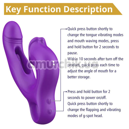 Вибратор для клитора и точки G Sweet Play G-Spot Vibrator With Clitoral Licking & Flapping A17, фиолетовый