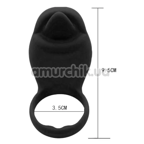 Виброкольцо Silicone Love Ring Tongue, черное