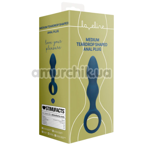 Анальная пробка Loveline Medium Teardrop Shaped Anal Plug, синяя