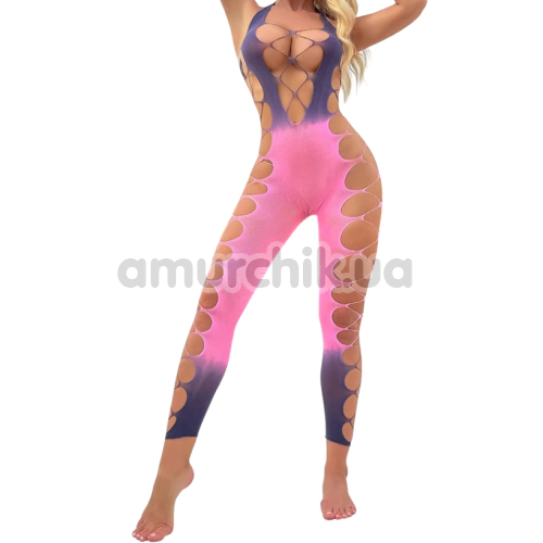 Комбинезон Star Night Hollow Out Gradient Bodystocking, фиолетово-розовый